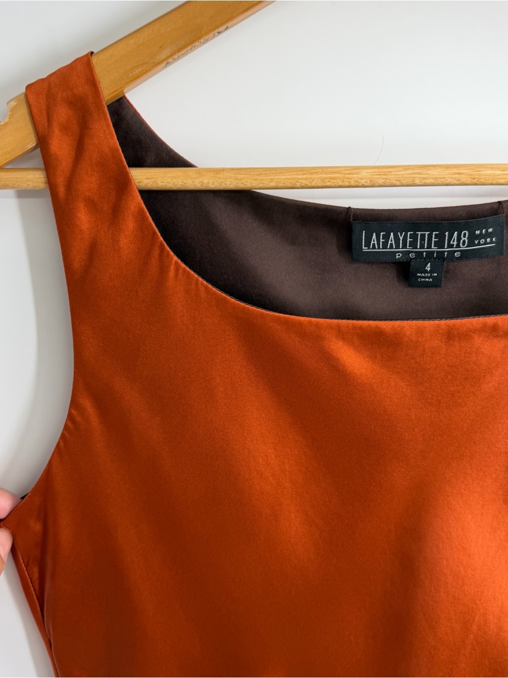 Lafayette 148 New York Reversible Silk Camisole in Rust & Chocolate - Picture 5 of 16